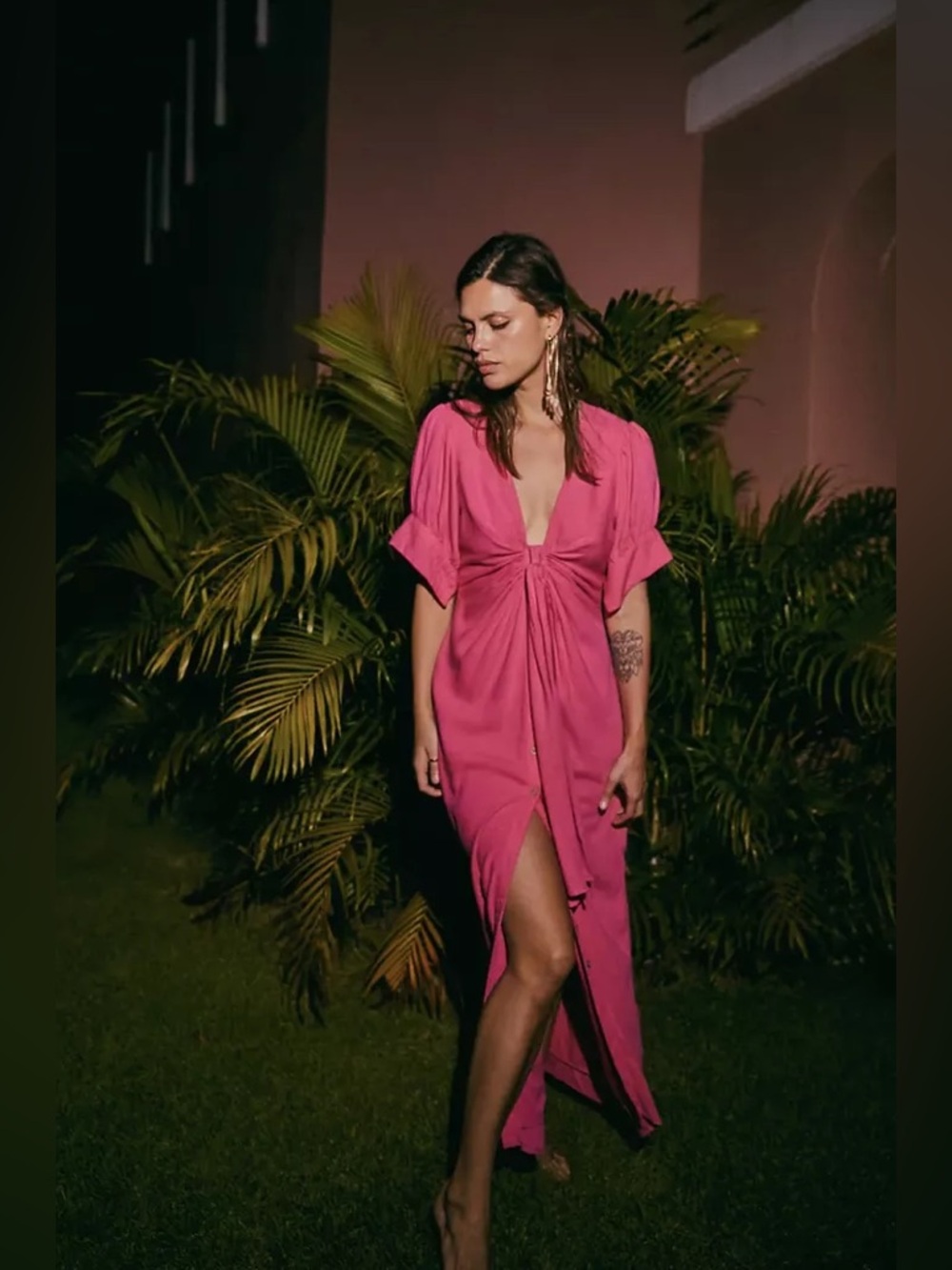 NWT Free People Vintage Summer Midi Dress in Vacay Pink Rose Size Small